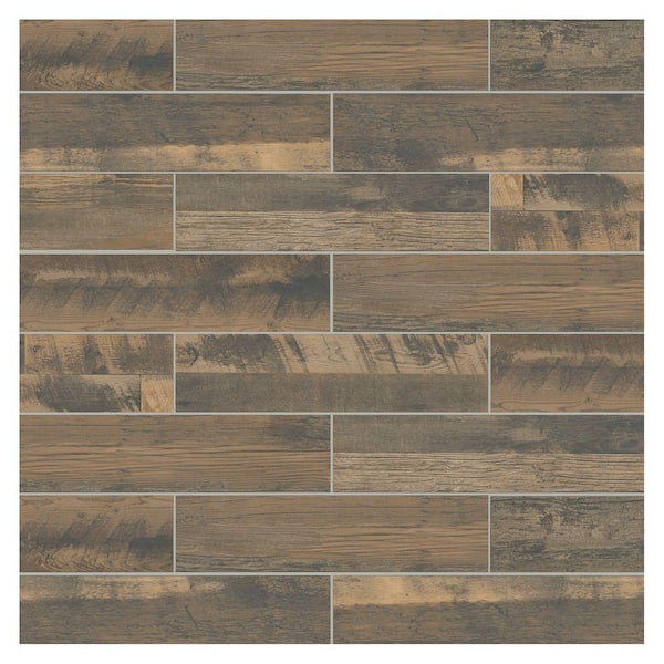 Montagna Wood Weathered Brown 6 in. x 24 in. Matte Porcelain Floor and Wall Tile (392.31 sq. ft. /pallet)