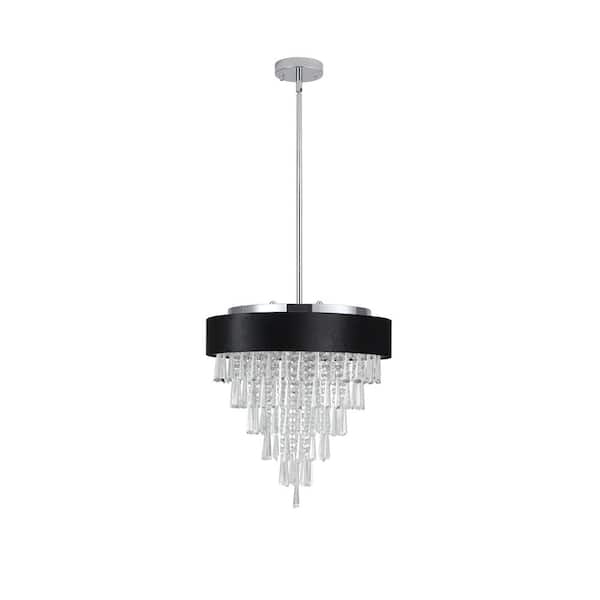 FIRHOT 18 in. 5-Light Black Modern Luxury Empire Crystal Chandelier for Dining Room, Living Room with No Bulbs Included