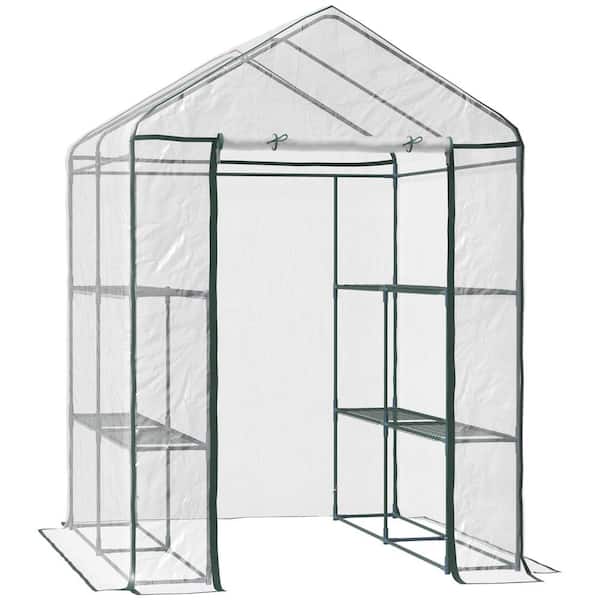 Otryad 5 ft. W x 5 ft. D x 9 ft. H Mini Walk-In Greenhouse Kit, Portable Green House with 3 Tier Shleves, Roll-Up Door
