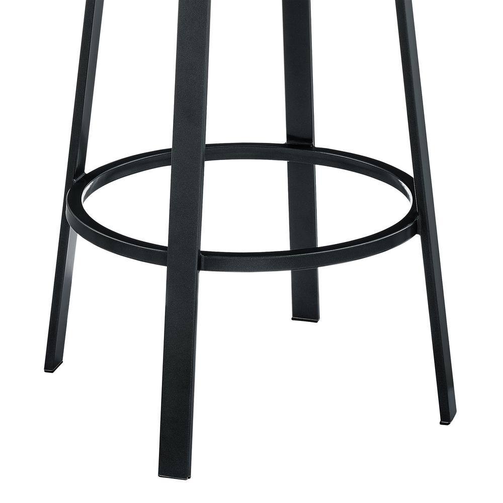 Modern Swivel Adjustable Bar Stool in White Faux Leather