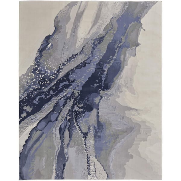 10 ft. x 13 ft. Gray and Ivory Abstract Area Rug