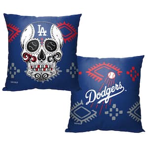 MLB Dodgers Candy Skull Printed Polyester Throw Pillow 18 X 18