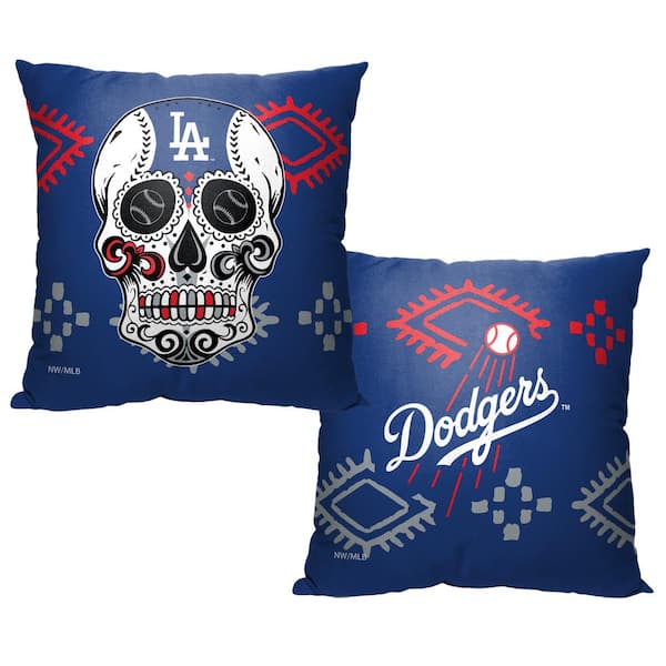 THE NORTHWEST GROUP MLB Dodgers Candy Skull Printed Polyester Throw Pillow 18 X 18