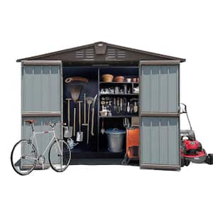 Installed 8.2 ft. W x 6.2 ft. D Metal Brown Shed with Lockable DoubleDoor (50 sq. ft.)