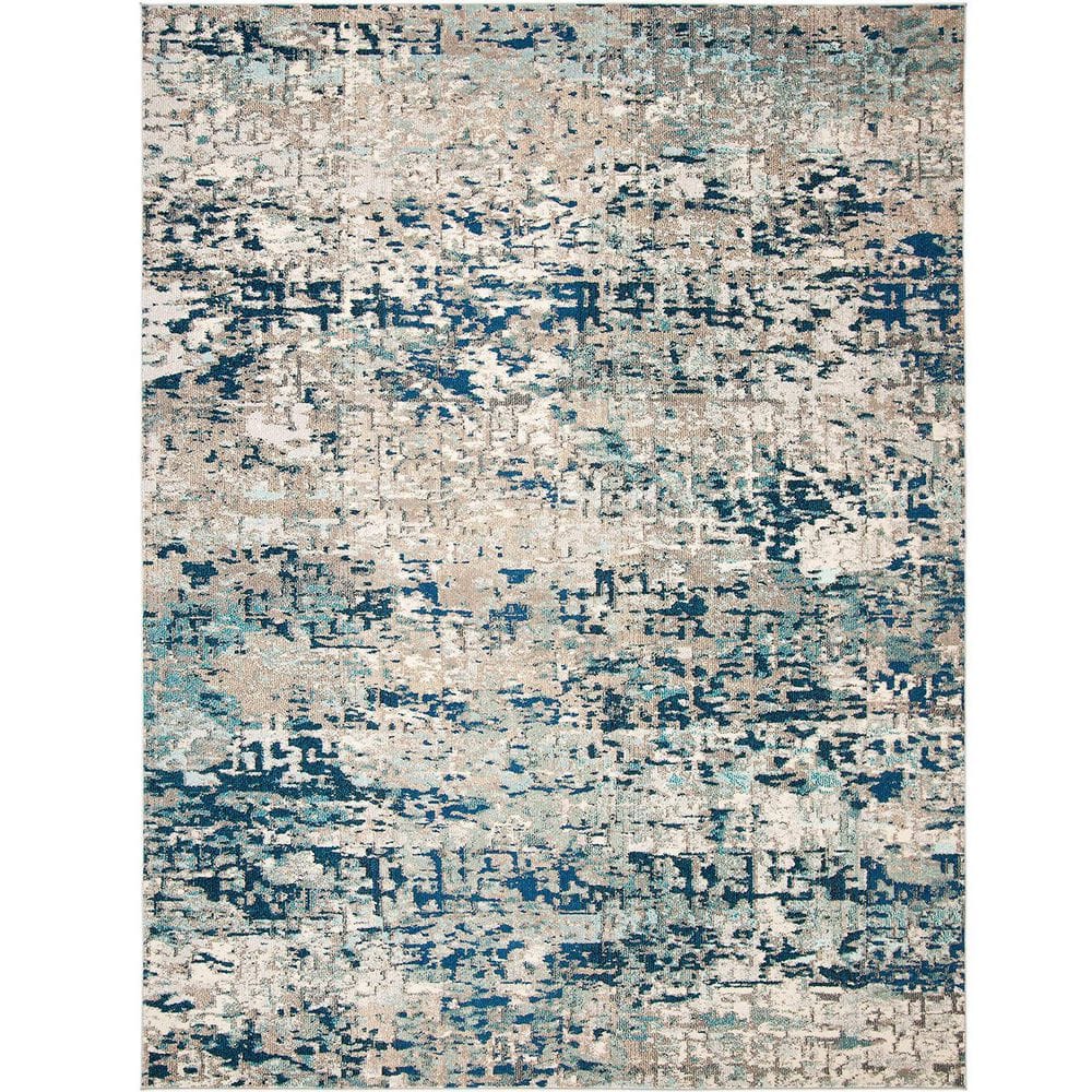 Blue Polypropylene 6 ft. x 9 ft. Oriental Indoor Area Rug