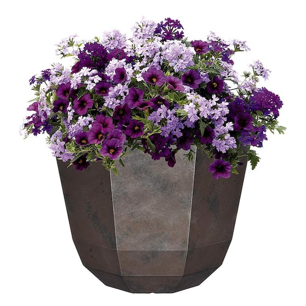 Shaina Large Northern Lights Resin Round Planter with Drainage Holes (15 in. L x 15 in. W x 11 in. H)