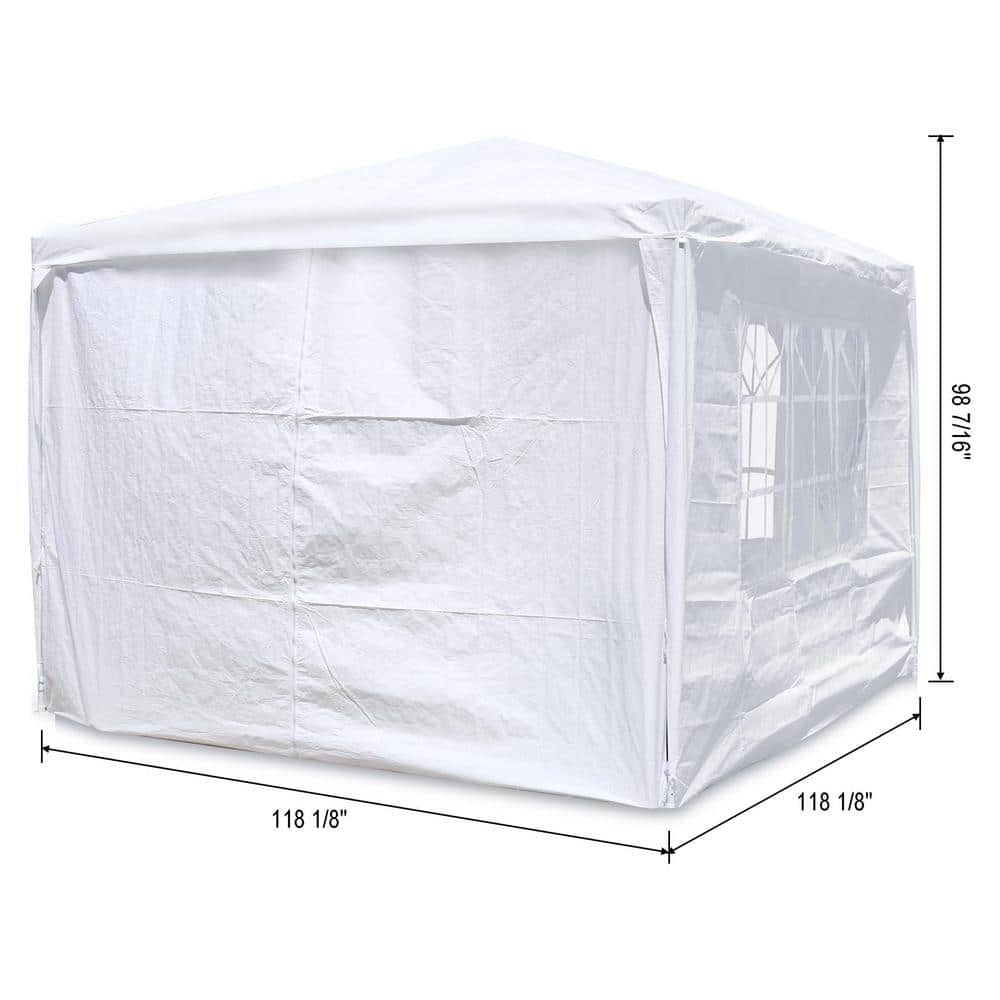 White 10 ft x 10 ft Outdoor Pop Up Gazebo Tent with Removable Walls
