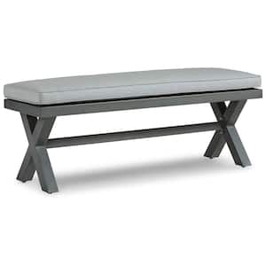 16.93 in. Gray Backless Bedroom Bench with Aluminum Frame