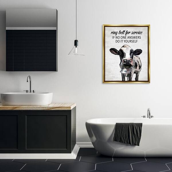 Stupell Industries Laundry Service Cow by Lettered and Lined Gold ...