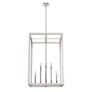 Squire Manor 8-Light Distressed White Lantern Pendant Light