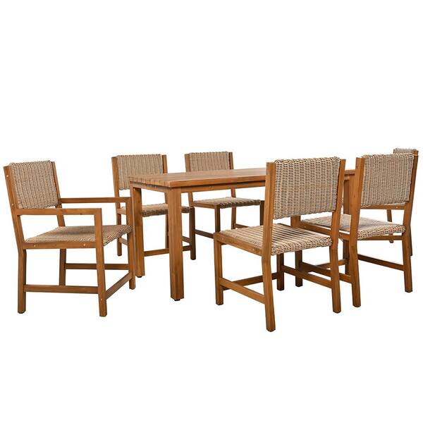 waelph Natural 7-Piece Wood Outdoor Dining Set