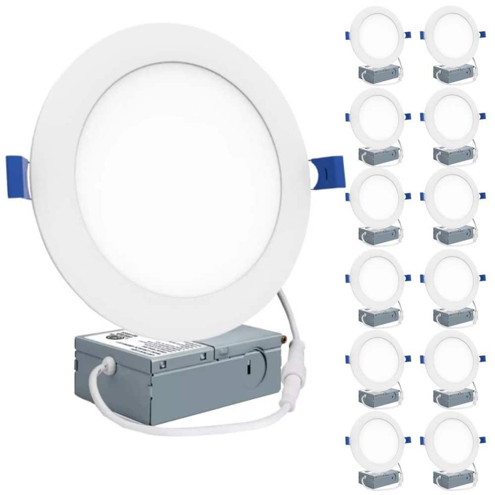 5/6 in. Fire Rated White Round Canless Integrated LED Recessed Light Trim 12W 5CCT 2700K-5000K Dimmable IC Rated 12-Pack price history on PriceWatchPro