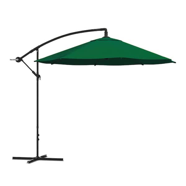 Pure Garden 10 ft. Aluminum Offset Hanging Cantilever Outdoor Patio Umbrella in Hunter Green
