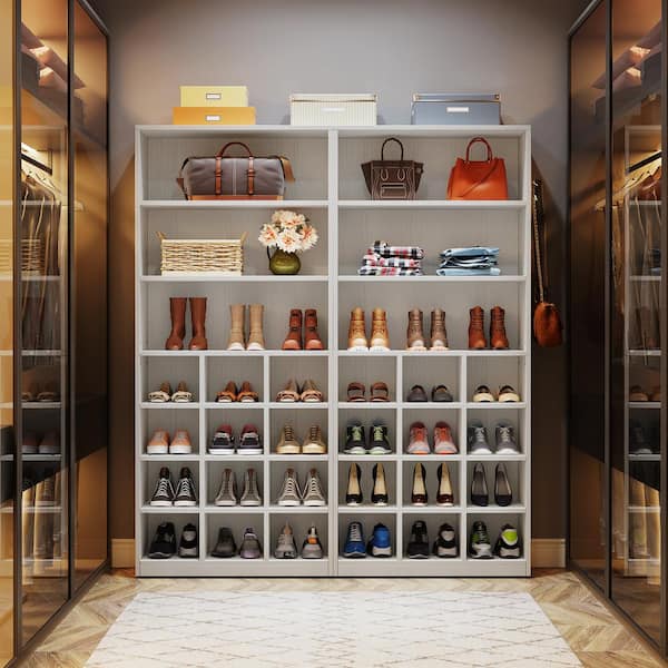 BYBLIGHT Lauren White Shoe Cabinet With Doors, Entryway Shoe