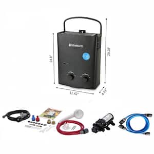 Camplux 1.32 GPM 34,000 BTU Outdoor Portable Propane Tankless Water Heater with Water Pump Kit, Black