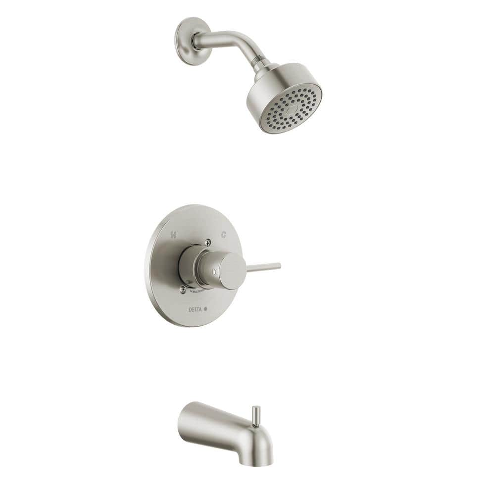 Delta Modern Cylindrical 1-handle Wall Mount Tub And Shower Trim Kit In 