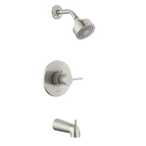 Modern Cylindrical 1-Handle Wall Mount Tub and Shower Trim Kit in Stainless (Valve Not Included)
