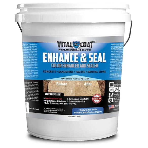 VITAL COAT Enhance and Seal 5 Gal. Pail Clear Penetrating Water Based Natural Stone and Concrete Sealer with Enhancer