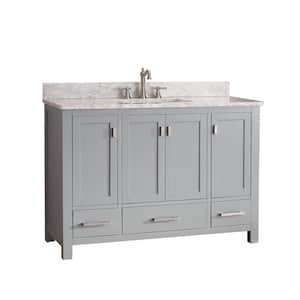 Modero 49 in. Single Sink Chilled Gray Bath Vanity with Carrara White Marble Top