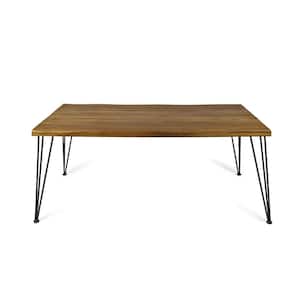 Zion 29 in. Rustic Metal Rectangle Wood Outdoor Dining Table