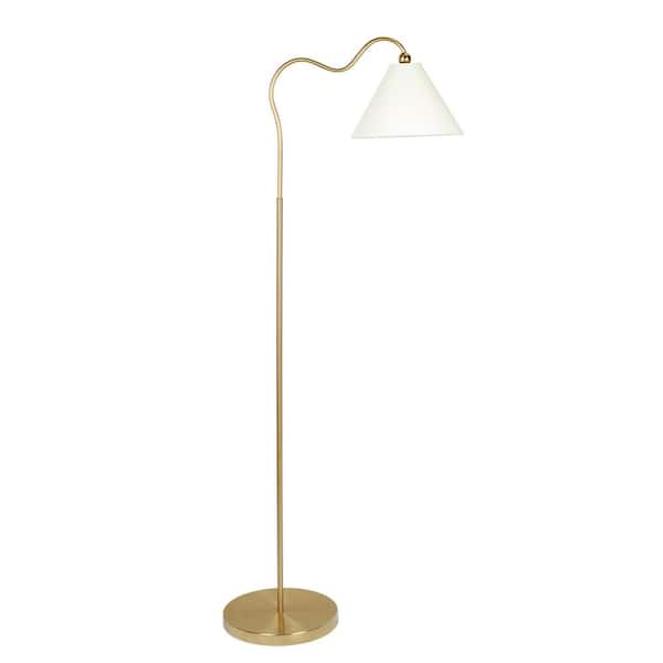 60 in. Brass Gold Ring Base Arc Floor Lamp Curved Floor Lamp with
