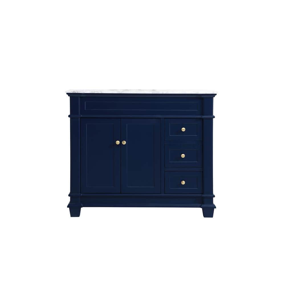 Timeless Home 42 in. W x 21.5 in.D x 35 in.H Single Bath Vanity in Blue wit