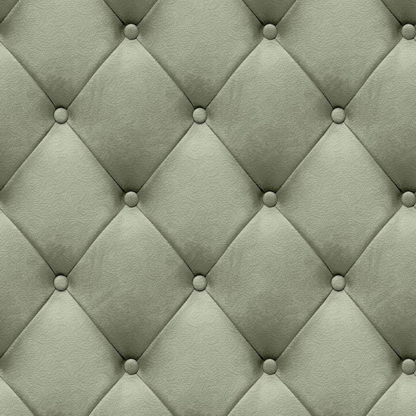 Faux Plush Quilted Diamond Upholstery Green Wallpaper Sample