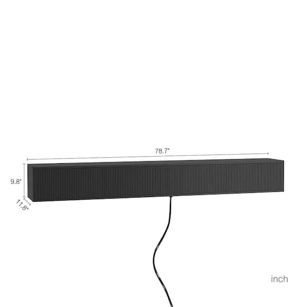 GOGEXX 78 in. W Black MDF Floating Wall Mount TV Stand for 75 in