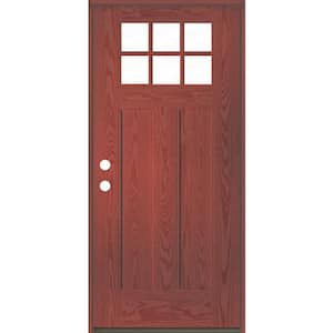 PINNACLE Craftsman 36 in. x 80 in. 6-Lite Right-Hand/Inswing Clear Glass Redwood Stain Fiberglass Prehung Front Door