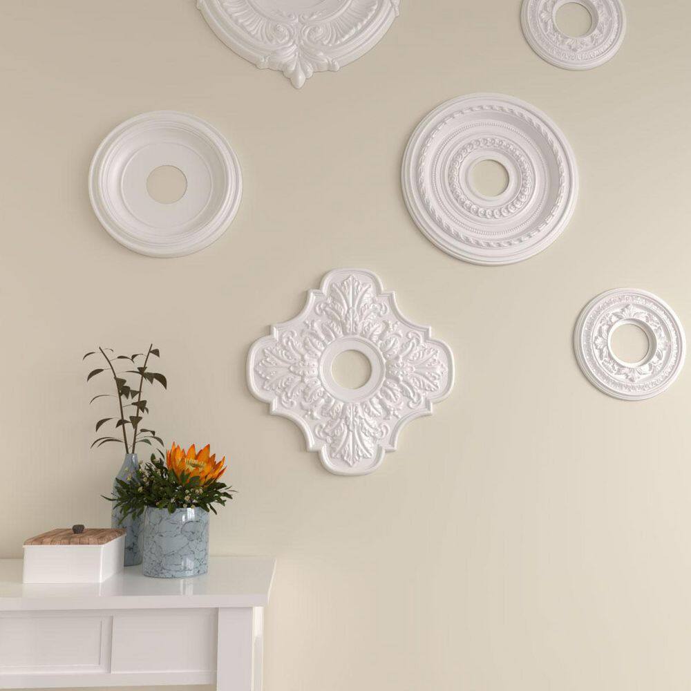 Primed White Polyurethane Peralta Ceiling Medallion, 17.75 Inches