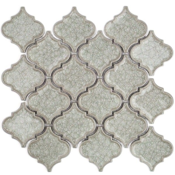 Ivy Hill Tile Roman Selection Iced White 2 in. x .31 in. Lantern Glass Mosaic Tile Sample
