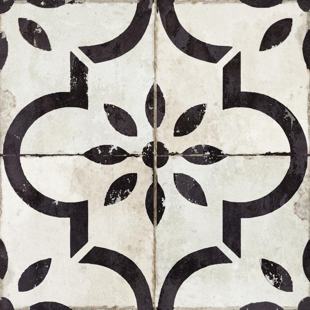 6x6 White and Black Vinyl Peel and Stick Mosaic Tile