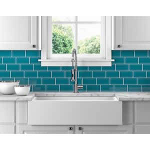 Restore Teal 3 in. x 6 in. Glazed Ceramic Subway Sample Tile