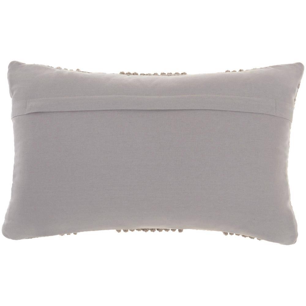 Light Gray Geometric Textured Cotton-Poly Lumbar Throw Pillow