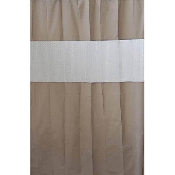 Unbranded Laser 71 in. x 79 in. Peva Taupe Solid Colors Bath Shower Curtain