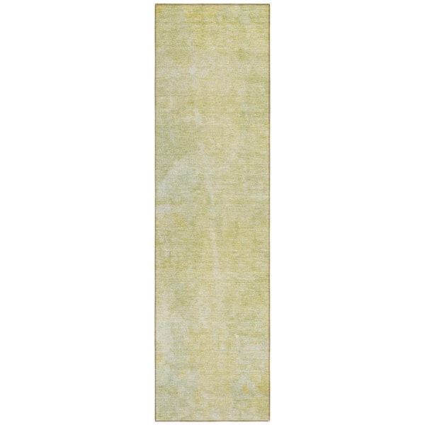 Gold 2 ft. x 8 ft. Woven Abstract Runner Indoor/Outdoor Area Rug