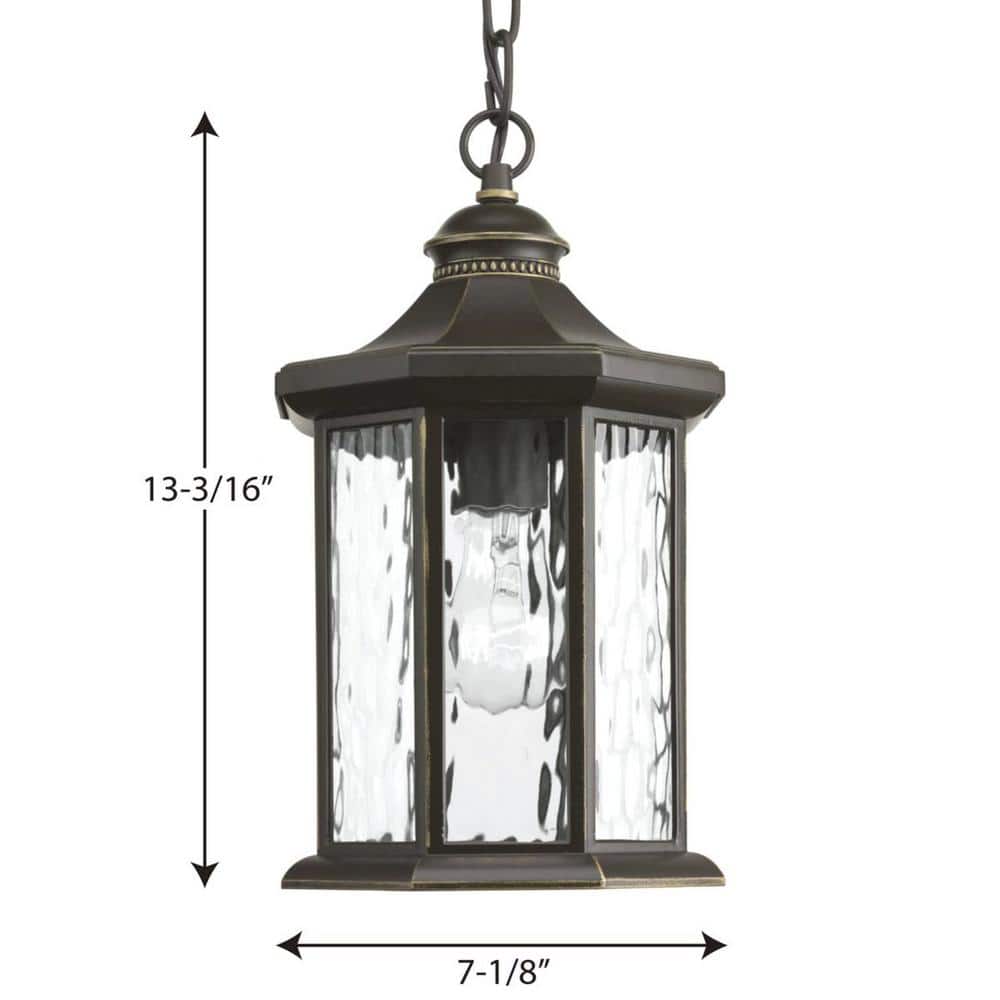 Antique Bronze 13.25" Indoor/Outdoor Hanging Lantern with Clear Glass