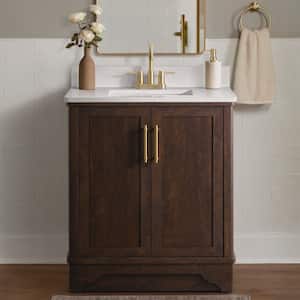 Eastwood 31 in. Single Sink Freestanding Bath Vanity in Dark Walnut with Carrara White Engineered Stone Top (Assembled)