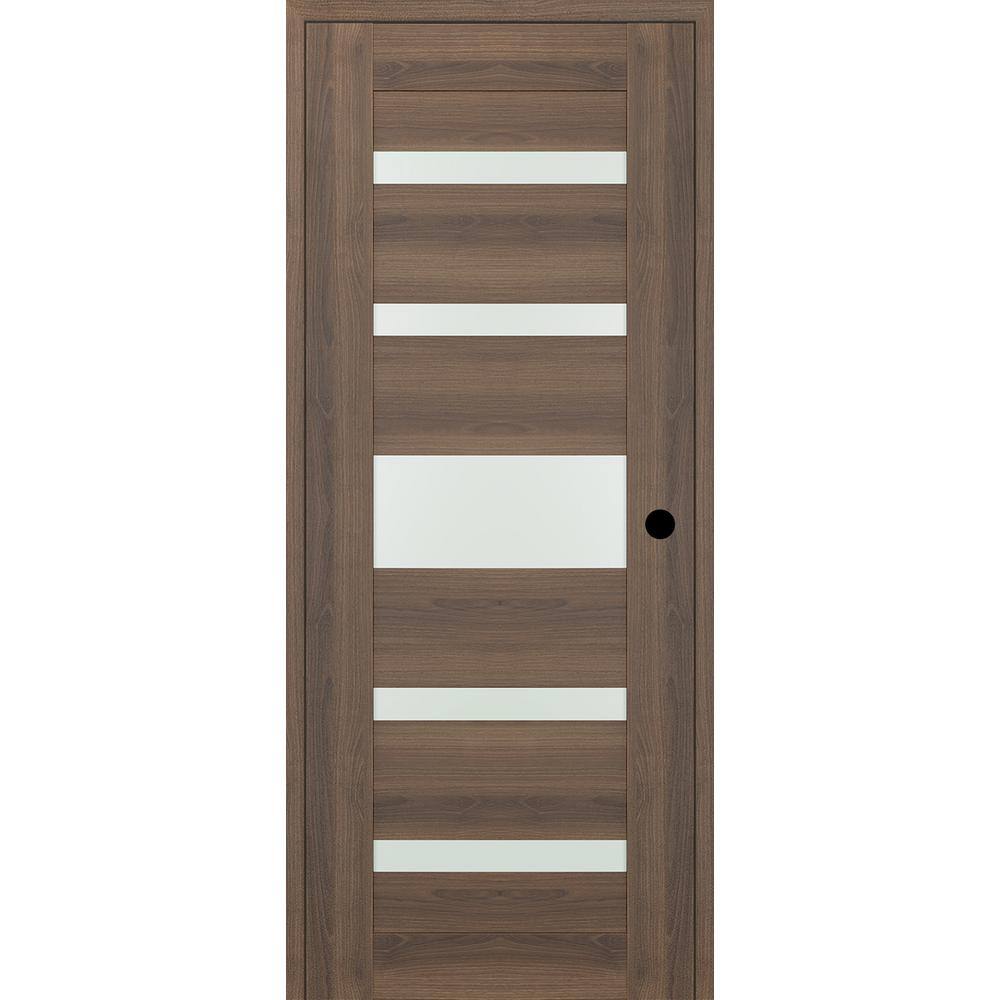 Vona 07-05 DIY-Friendly 30in.x84in. Left-Hand Frosted Glass Pecan Nutwood Wood Composite Single Prehung Interior Door price history on PriceWatchPro