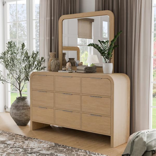 Falkner Modern Natural Wood 9 Drawer 63 in. Wide Dresser