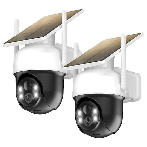 Wire-Free Outdoor Security Camera w/ Fixed Solar Panel, 360° Panoramic View, Human Auto Tracking, 2K Color Night Vision
