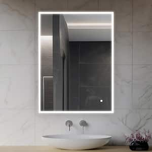 Edge 32 in. W x 20 in. H Rectangular Frameless Wall Mount Bathroom Vanity Mirror Silver, LED Lighting