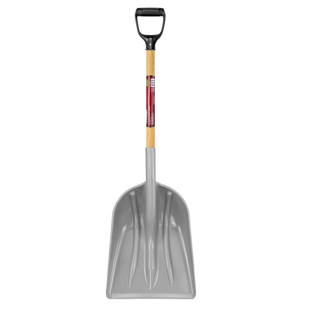 Husky 31 in. Wood Handle D-Grip Poly Scoop Shovel 77540-945