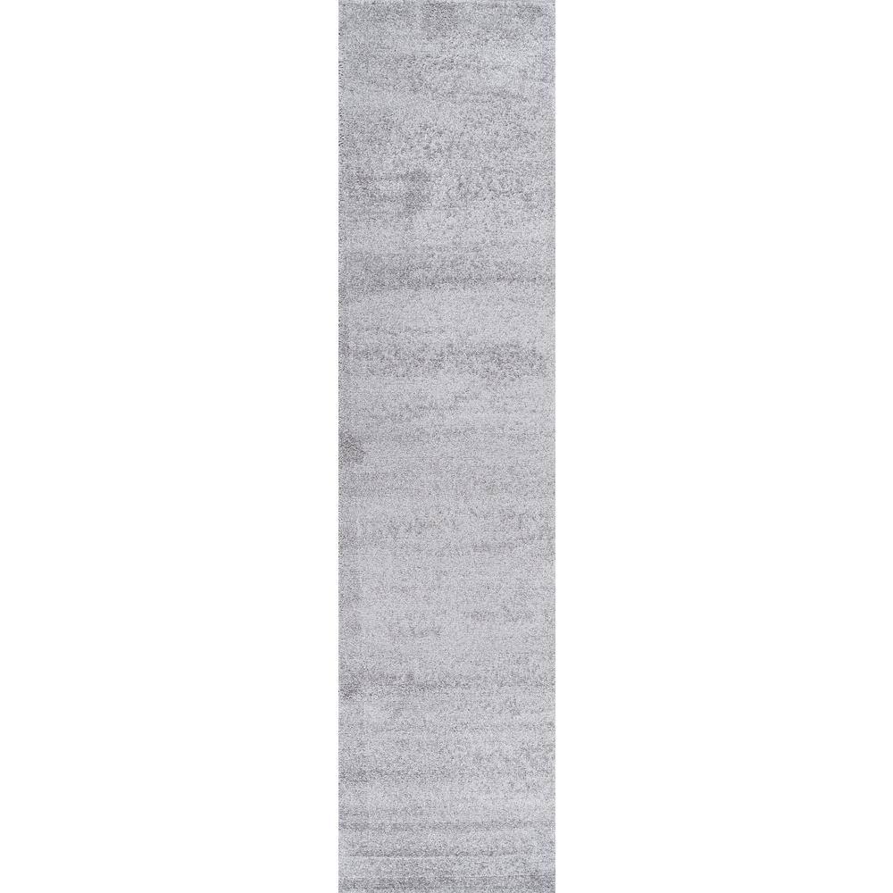 Light Gray Solid Synthetic Reversible Runner Rug