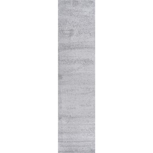 Haze Solid Low-Pile Light Gray 2 ft. x 12 ft. Runner Rug