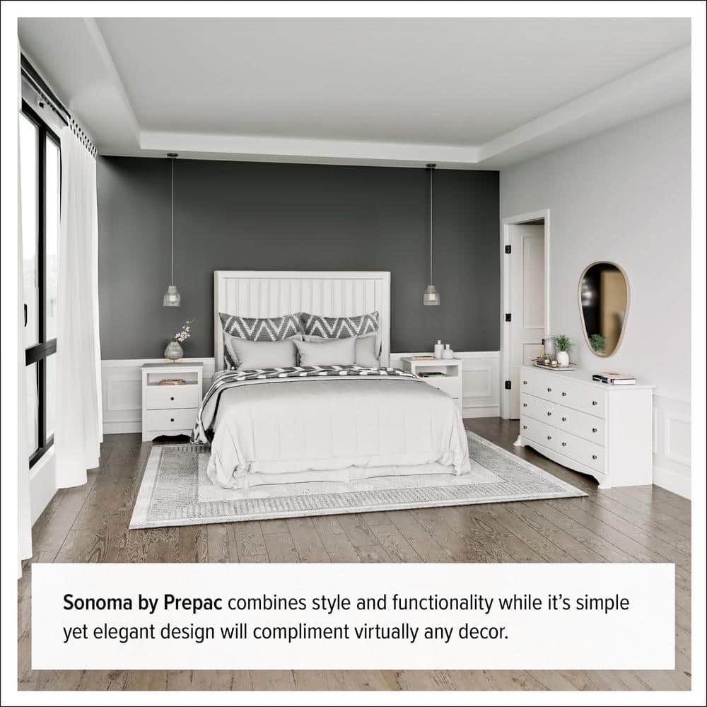 White Double 8-Drawer Horizontal Dresser with Deep Drawers
