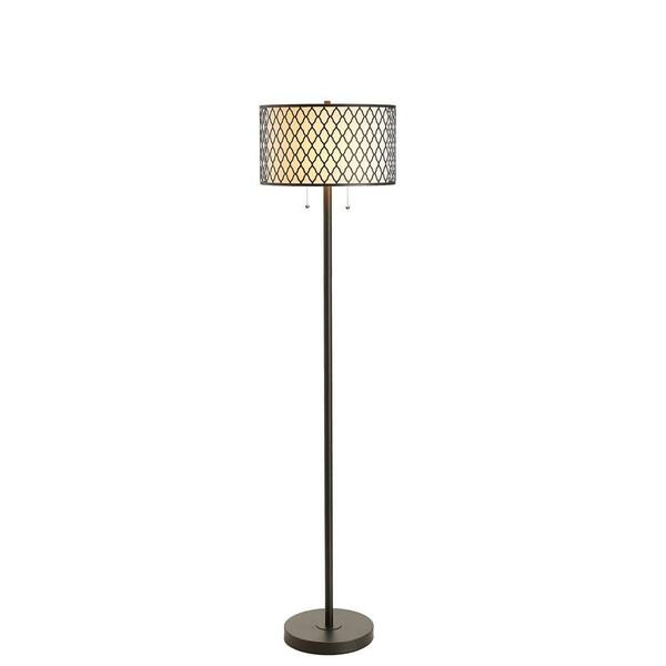 Alsy 65 in. Bronze Laser Cut Dual Shade Floor Lamp