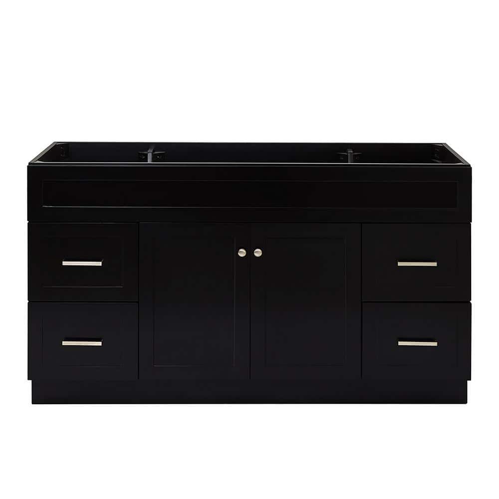 Hamlet 60" Black Solid Wood Freestanding Bathroom Vanity Cabinet