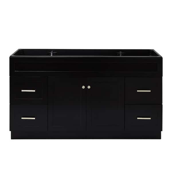 ARIEL Hamlet 60 in. W x 21.5 in. D x 34.5 in. H Freestanding Bath Vanity Cabinet without Top in Black