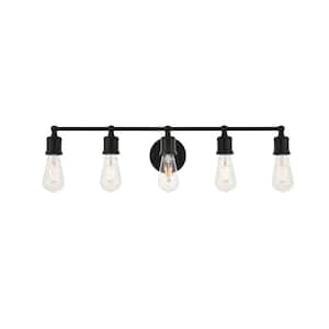 Timeless Home Sofia 28.8 in. W x 5.6 in. H 5-Light Black Wall Sconce
